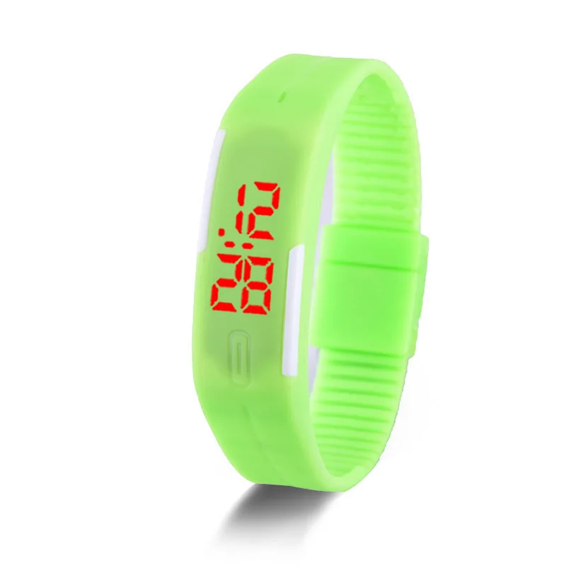Новые горячие модные светодиодные часы конфетная цветная силиконовая резина с сенсорным экраном цифровые часы, женские мужские спортивные наручные часы с браслетом - Цвет: green