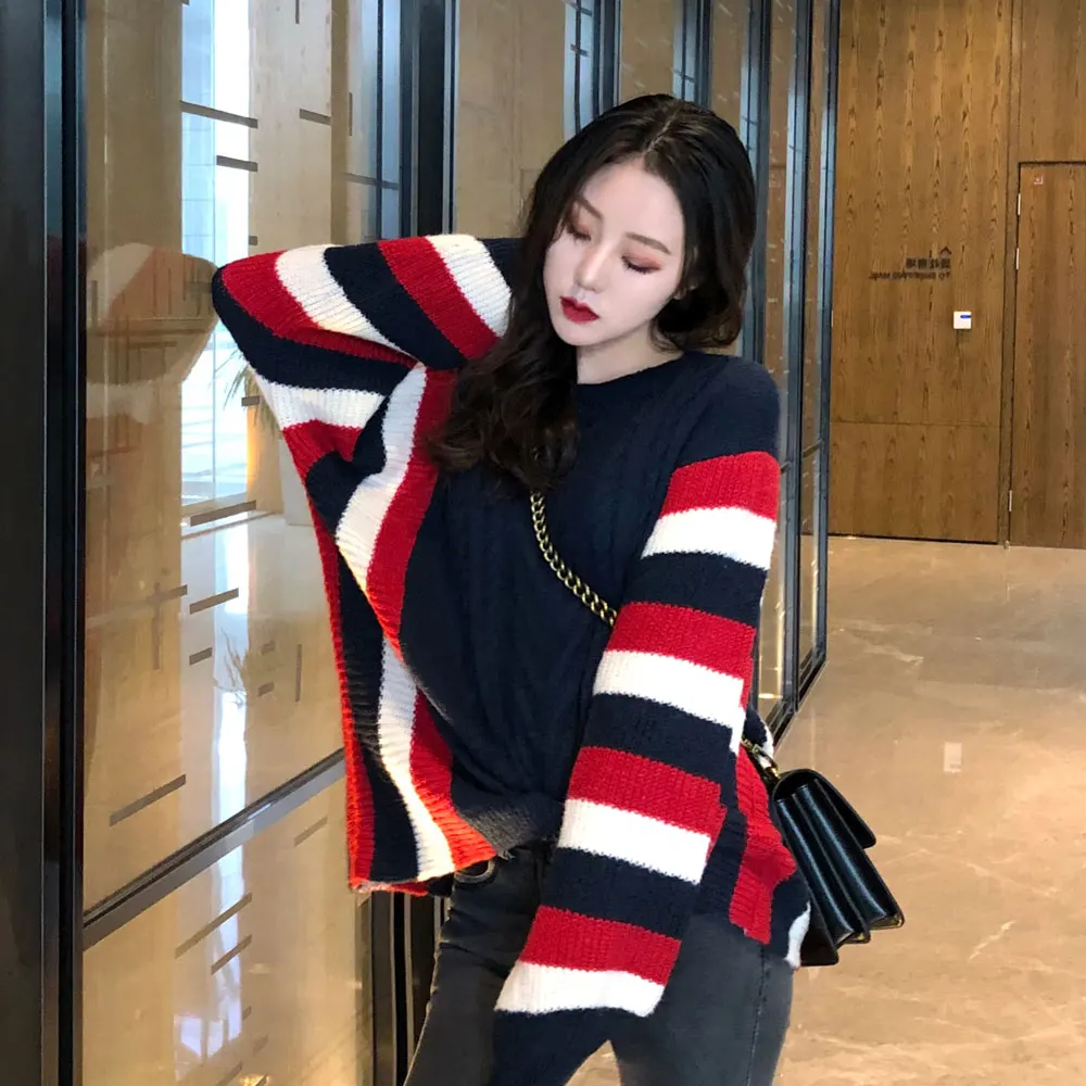 

flavour restoring ancient ways color knitting sweater coat loose women