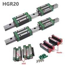 2pc HGR20 HGH20 Square Linear Guide Rail ANY LENGTH+4pc Slide Block Carriages HGH20CA/flang HGW20CC CNC Router Engraving