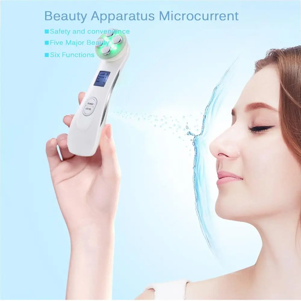 Facial Mesotherapy Electroporation LED Radio Frequency Skin Care For Face Lift Tighten Wrinkle Removal Facial Massager 3