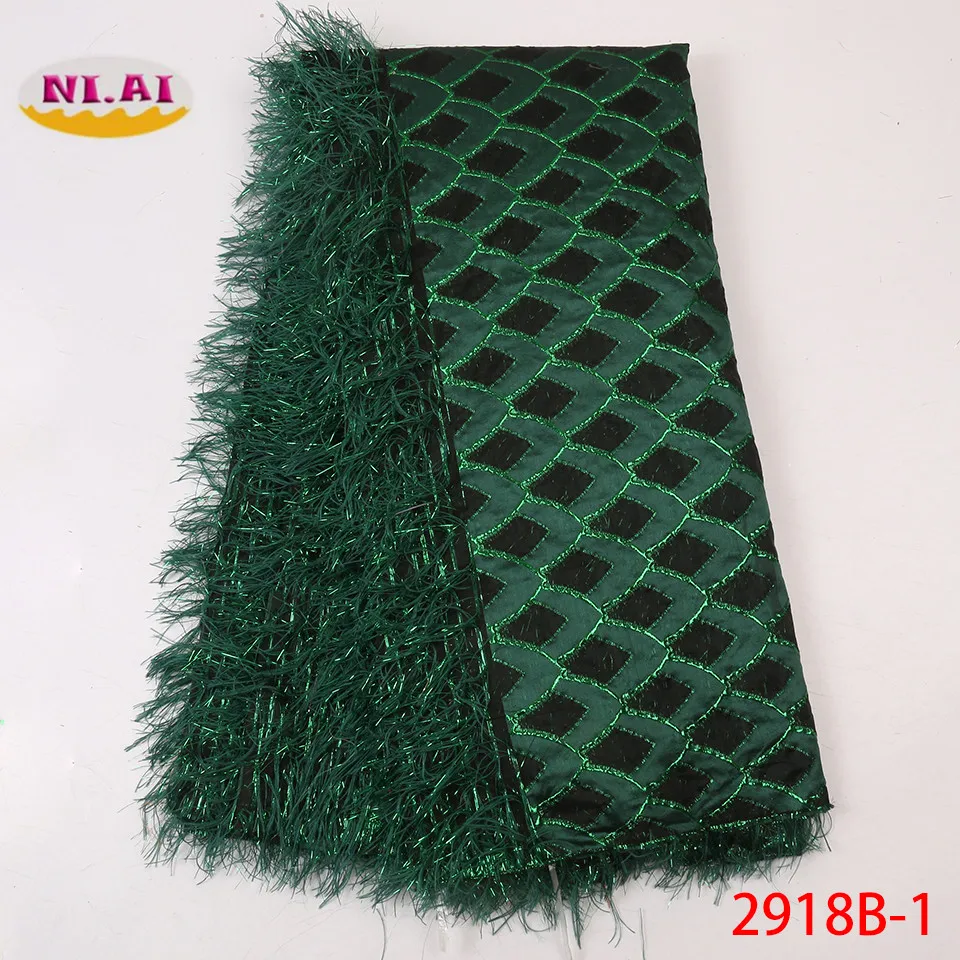 

NIAI African lace fabric 2019 high quality nigerian lace fabrics green french lace Chiffon fabric for wedding dress XY2918B-1