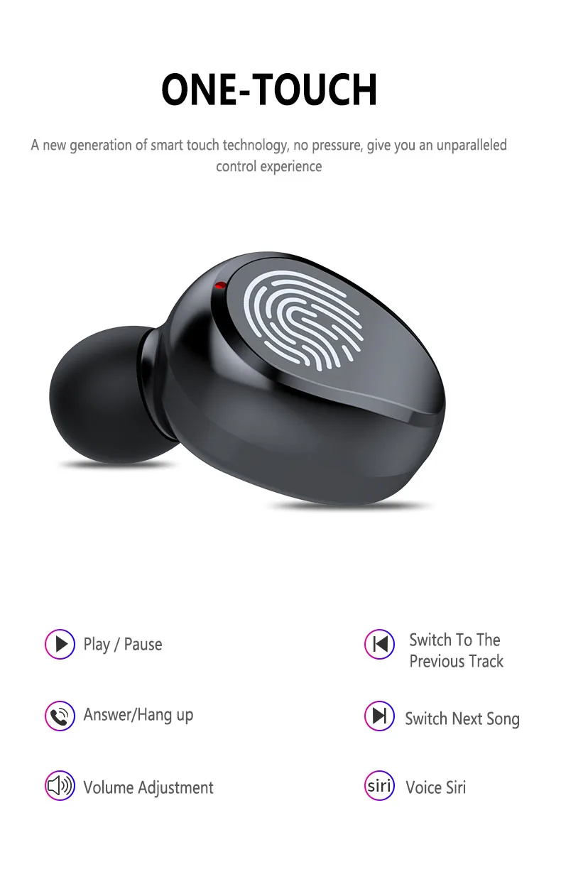 Bluetooth 5,0 сенсорные беспроводные Bluetooth наушники, гарнитура в ухо, стерео спортивные наушники с мощным светодиодный дисплей, Автоматическое Сопряжение