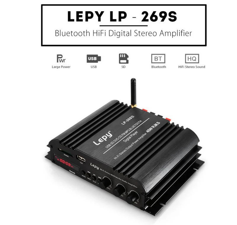 LP-269S Lepy 2CH 45 Вт Bluetooth без адаптера цифровой плеер Hi-Fi стерео аудио Мощность домашний мультимедийный поддержка SD USB FM MP3 DVD