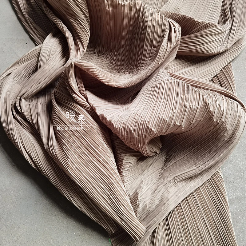 주름진 원단 토양 색, 밀 색 줄무늬 주름, DIY 아트 페인팅, 웨딩 장식 스커트, 원피스 의류, 디자이너 원단