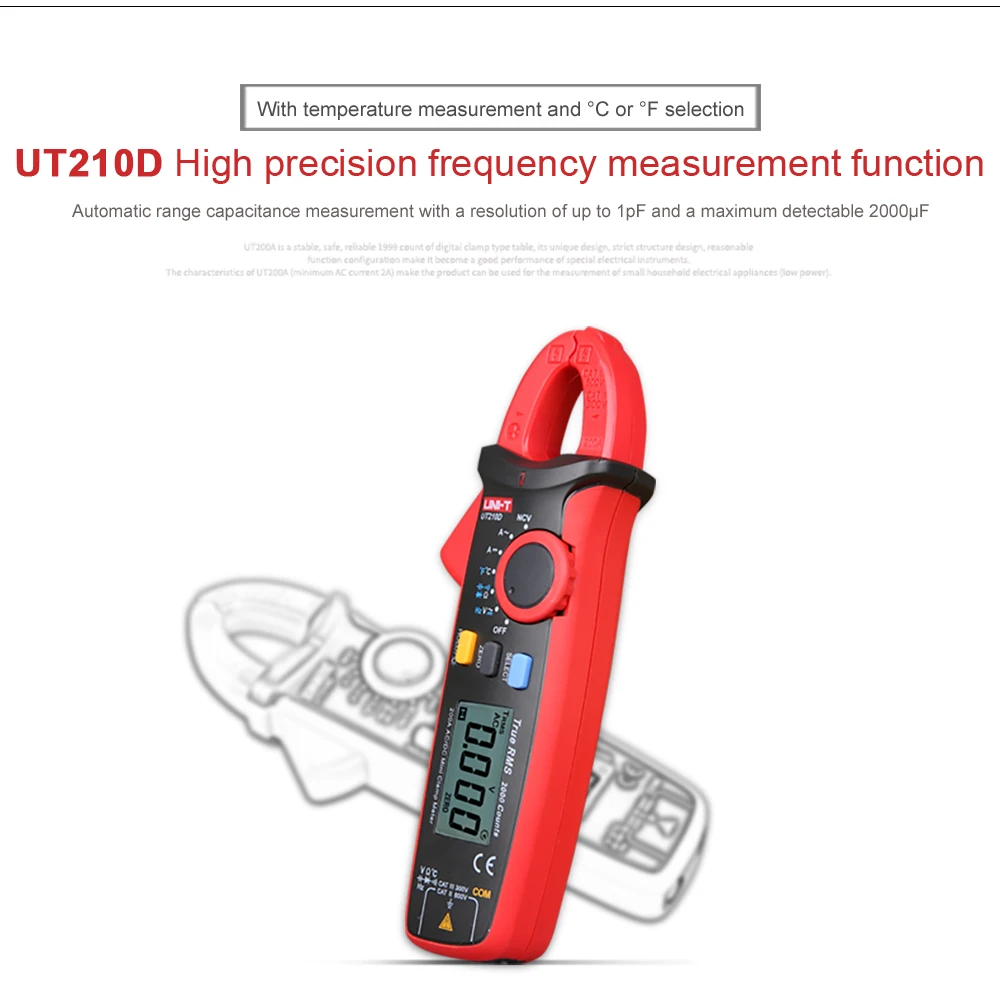 UNI-T UT210D AC/DC Ток Напряжение сопротивление Мини цифровой клещи мультиметр Авто Диапазон мультиметр