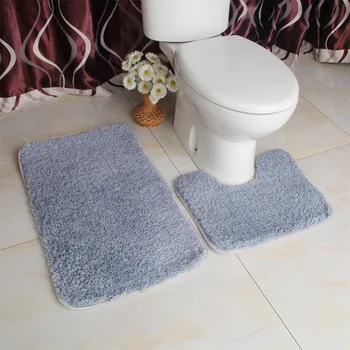 

Bathroom Fluffy Carpet Solid Thicken Water Absorption Non-slip Toilet Shower Room Rugs Functional Ground Mat