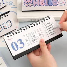 

1pc 2022 Cute Bear Rabbit Horizontal Desk Calendar Creative Mini Desk Calendar Decoration Stationery School Supplies