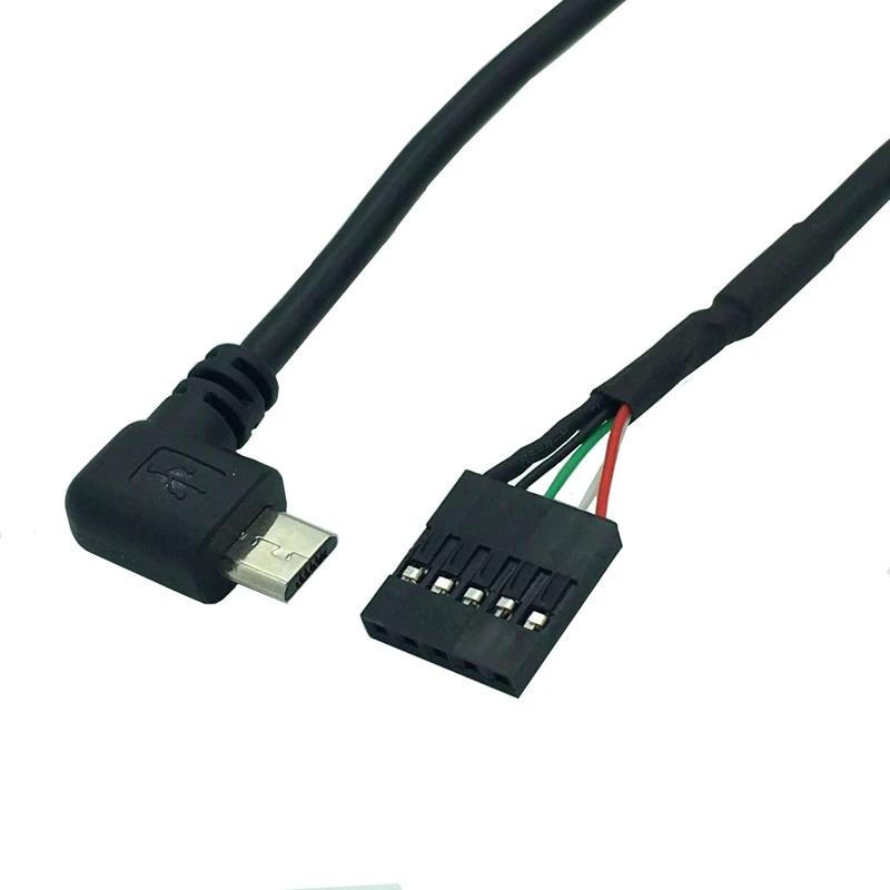 2-Pack) 50 см 90 градусов под прямым углом Micro-USB Male to 5 Pin Материнская плата Женский адаптер Dupont расширенный кабель(Micro-USB M/5Pin
