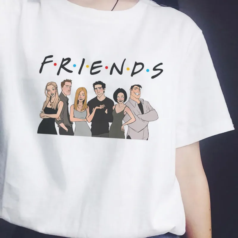 Женская футболка Harajuku Kawaii с принтом Friends Tv белая Camisas Mujer Корейская Новое