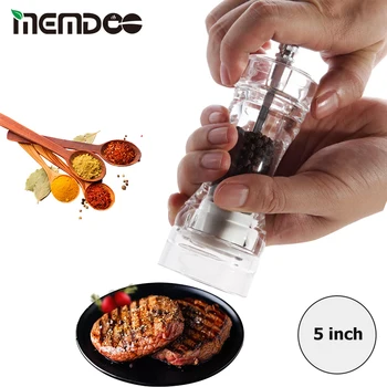 

MEMDOO Pepper Grinder Manual Salt Grinder Pepper Mill Shakers Salt Transparent Spice Adjustable Grind Spice Gadget Pepper Shake