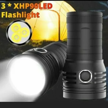 

Ultra Bright 3*XHP90 LED Searchlight Flashlight 10400mAH 18650 USB Rechargeable Hunting Torch Light Outdoor Camping Spotlight