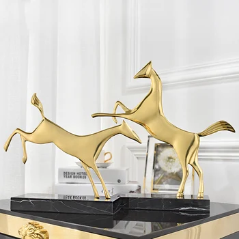 

Modern Abstract Metal Dog Figurines Desktop Home Decor Accessories Living Room Hotel Office Black Marble Sculpture Wedding Gift