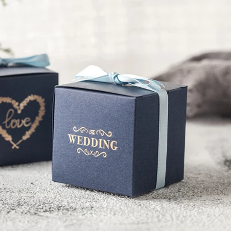 blue Wedding style Высокое качество Любовь Свадьба Подарочная коробка сплошной цвет подружки невесты Подарочные коробки свадебные коробки конфет ленты вечерние сувениры Свадебные украшения - Цвет: blue Wedding style