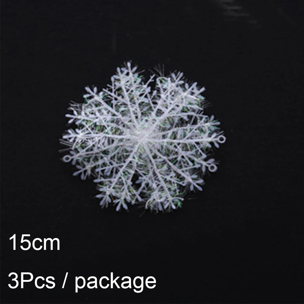 15CM 3pcs Украшения для рождественской елки, белые снежинки, украшения для рождественской вечеринки, украшения для дома, искусственный снег, год - Цвет: 15CM 3pcs