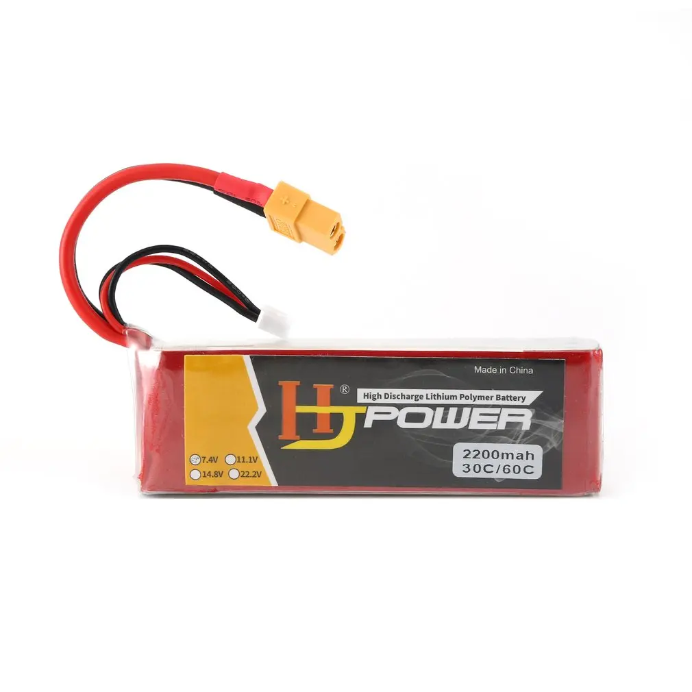 Online HJ 7,4 V 2200MAH 70C 2S Lipo batería XT60 enchufe recargable para RC Racing Drone helicóptero coche modelo de barco