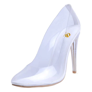 

Super Sexy 2020 Women Pumps Nice Round Toe Thin Heels Pumps Fashion Transparent Shoes Woman Plus US Size 4-15