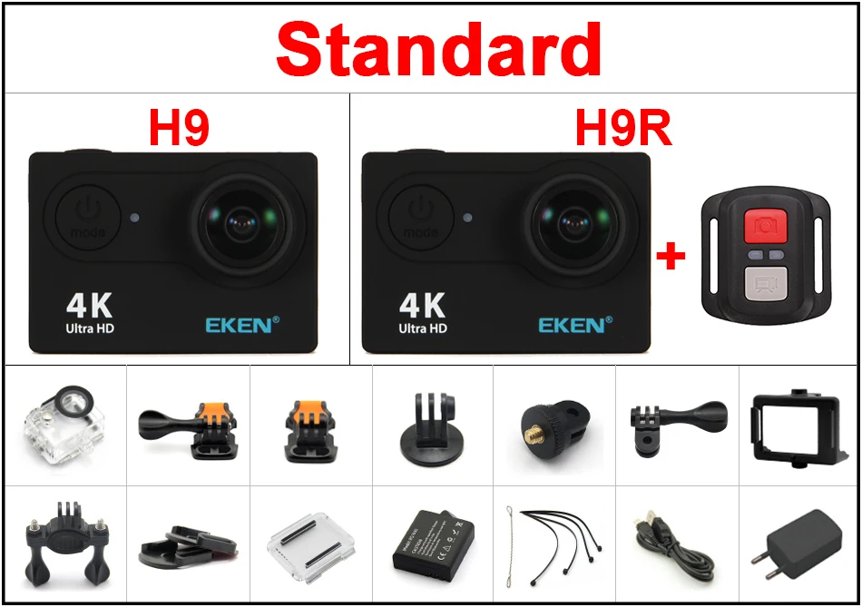 DHL eken H9 H9R ультра FHD 4K 25FPS Wi-Fi экшн-Камера Водонепроницаемый 1080p 60fps подводный go удаленного Спортивная камера extreme pro