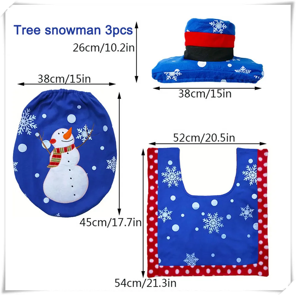 MSJO Christmas Bathroom Toilet Seat Cover Wc Rug Mat Natal Santa Claus Elk Elf Snowman New Year Navidad Christmas Decoration Hom