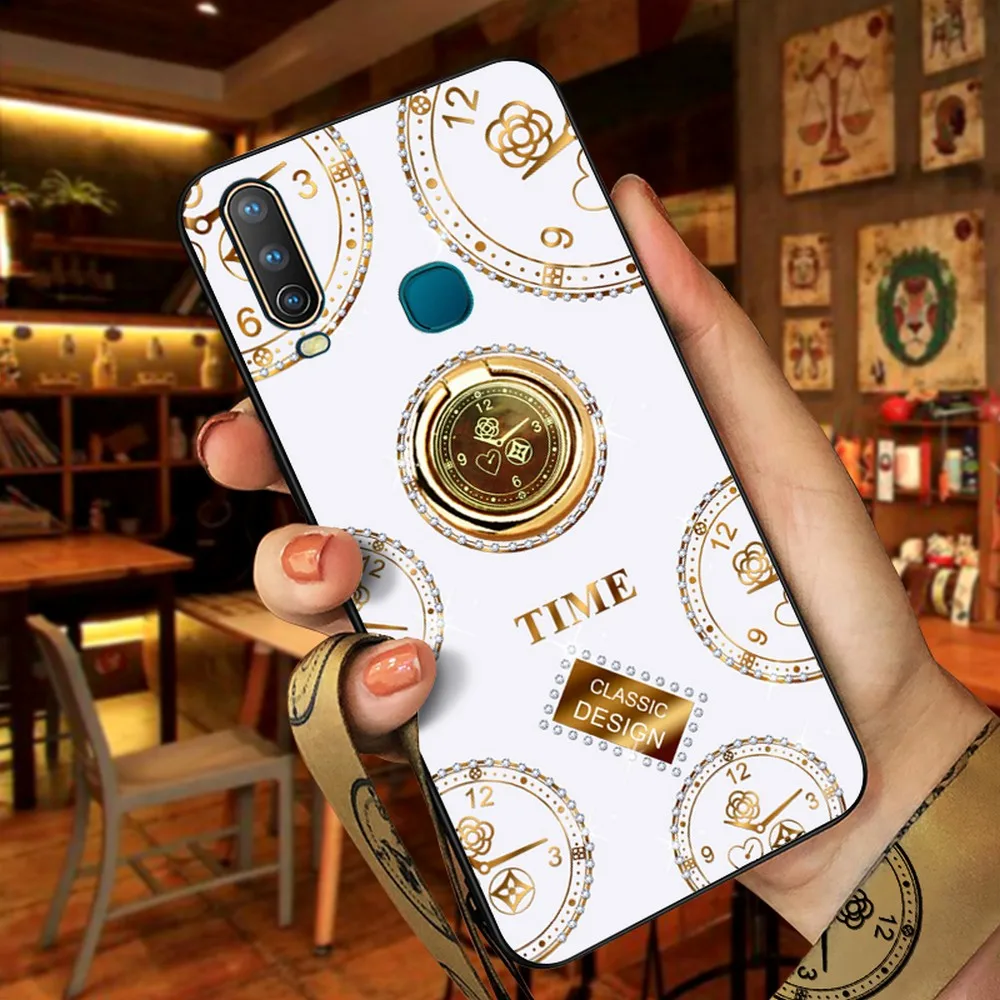 

For VIVO X9 9S 20 23 27 30 50 PRO Y3 5S 7S 70 83 Cover Flash Diamond Clock Pattern Magnetic Rotating Bracket Godde Z6 Y93 Case