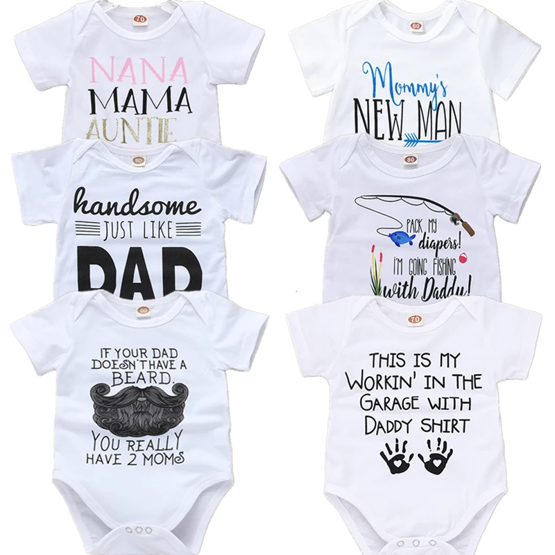 Боди для новорожденных с надписью Daddy Mommy белый комбинезон короткими рукавами