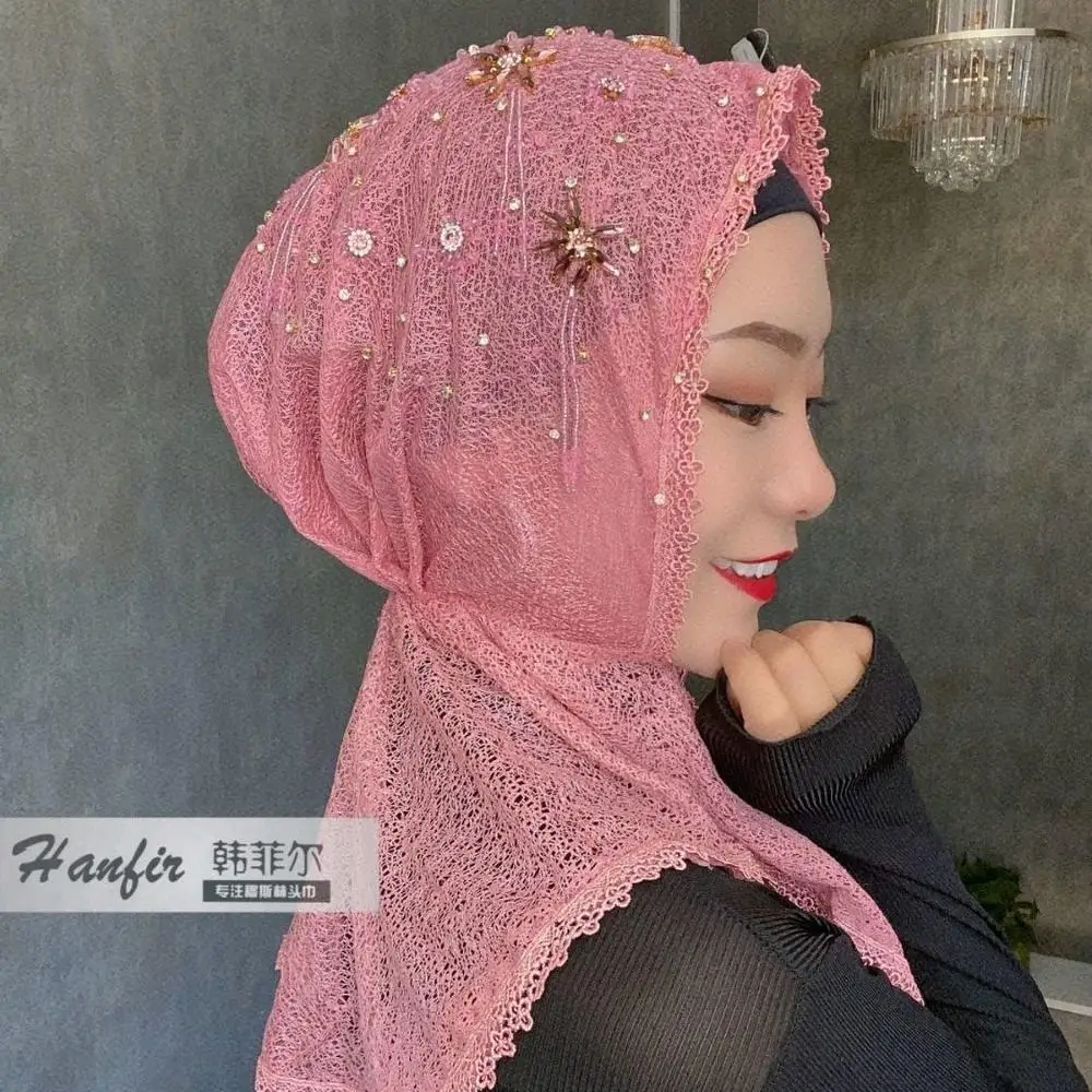 Модные шали для девочек Кружевные Стразы hijabs|chiffon muslim hijab|clothing womanclothing |