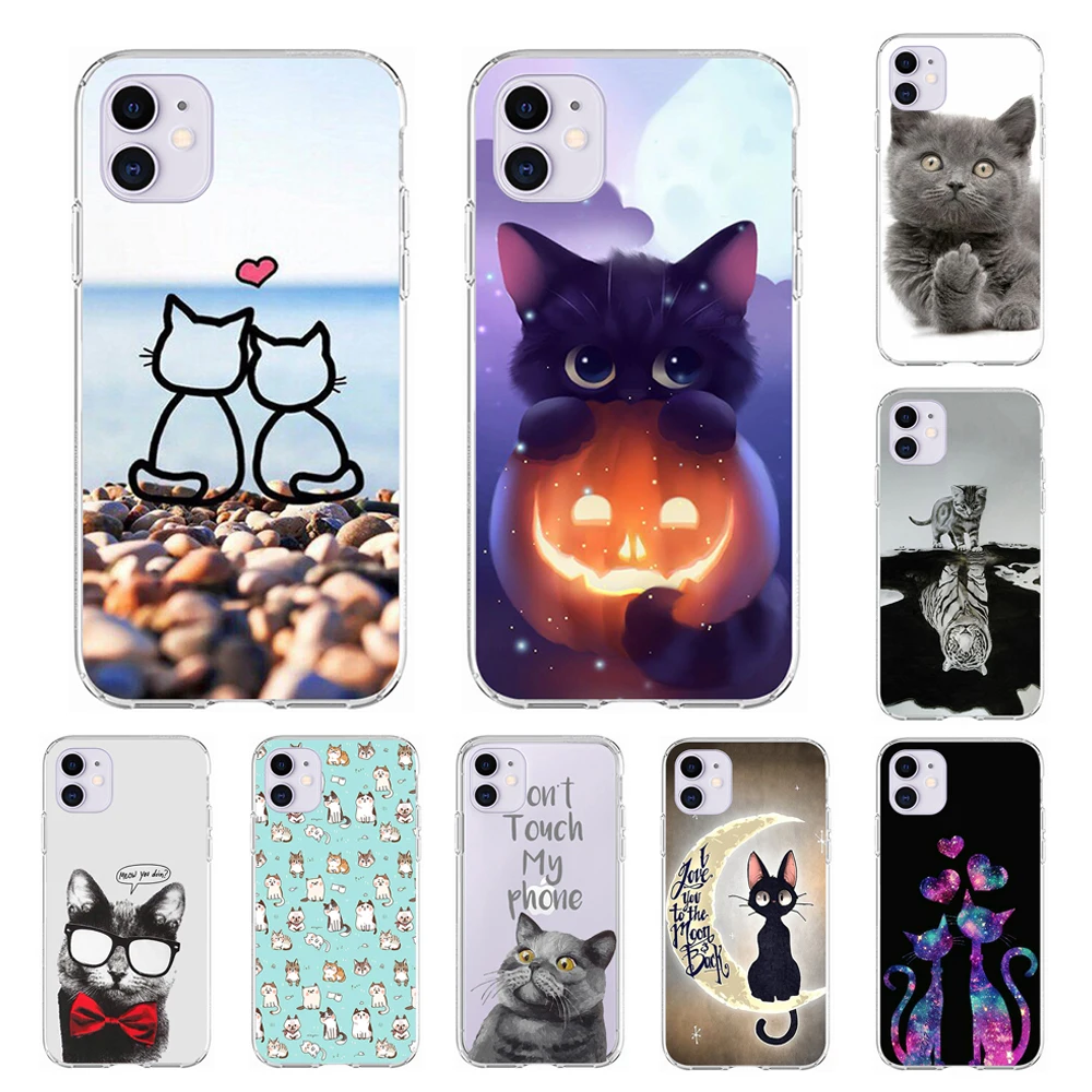 Чехлы с милым котом для телефонов Apple iPhone 11 Pro Max 7 8 6 6s Plus чехол X XR XS MAX 5S SE мягкие