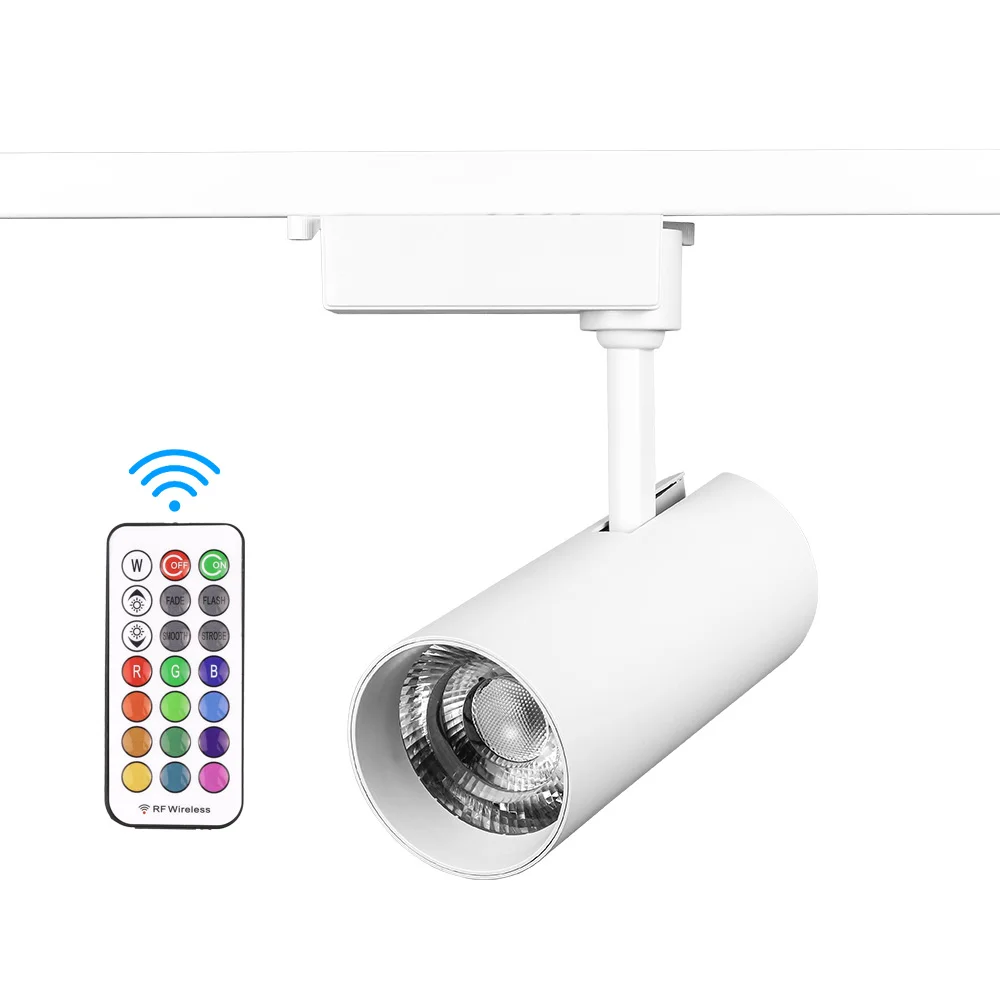 WHITE BODY 18 Вт 30 Вт RGB светодиодный Трековый светильник KTV сценический фоновый светильник с дистанционным управлением рельсовый светильник ing 110 В 220 В для магазина одежды дома - Испускаемый цвет: WHITE BODY