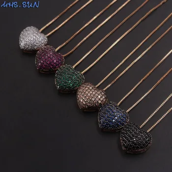 MHS.SUN 1PC Romantic AAA Cubic Zircon Necklace Jewelry With Heart Pendant Fashion Women Chain Necklace Crystal Choker Party Gift
