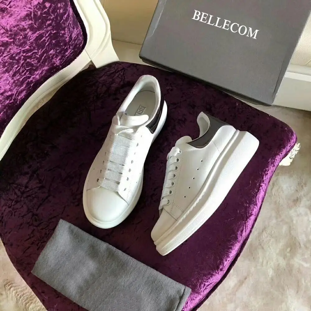 

BELLECOM Autumn 2019 New Kind of Men and Women's Same Board Shoes Dermal Increased Muffin Bottom Sports Shoes