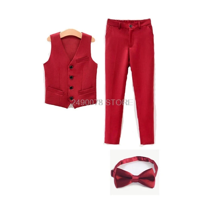 vest pants tie Костюм для мальчиков на свадьбу, детский Блейзер, торжественный костюм для выпускного вечера для мальчиков, комплект одежды для выступлений на фортепиано, Классический Детский костюм - Цвет: vest pants tie
