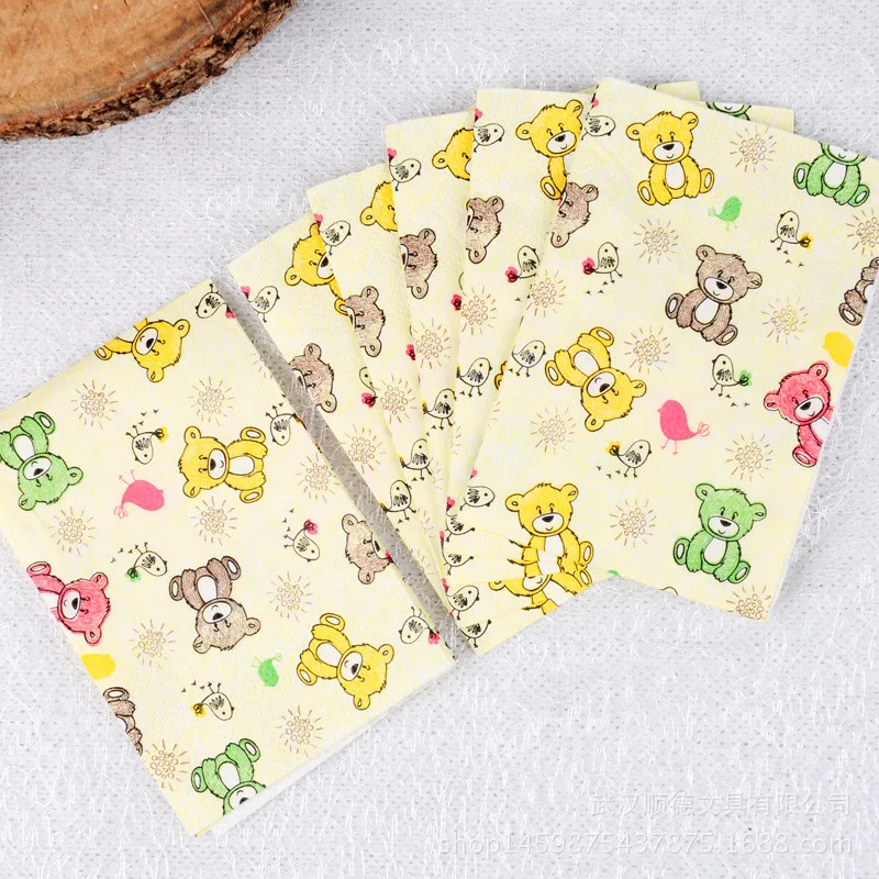  New Creative Cartoon Bear Printed Paper Towel Carry-on Cute Portable Handkerchief Paper 16 Piece a 