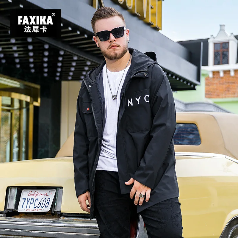 FAXIKA большой размер большой ярдов Мужская Утонченная Толстая весна и осень период и Джокер спортивная куртка и Кепка тренд