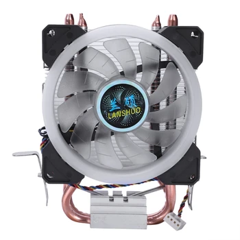 

Lanshuo Led Pure Copper 2 Heat Pipe For 1366 1155 775 Intel/Amd Multi-Platform Cpu Radiator 4 Wire With Light One Fans(Five Colo