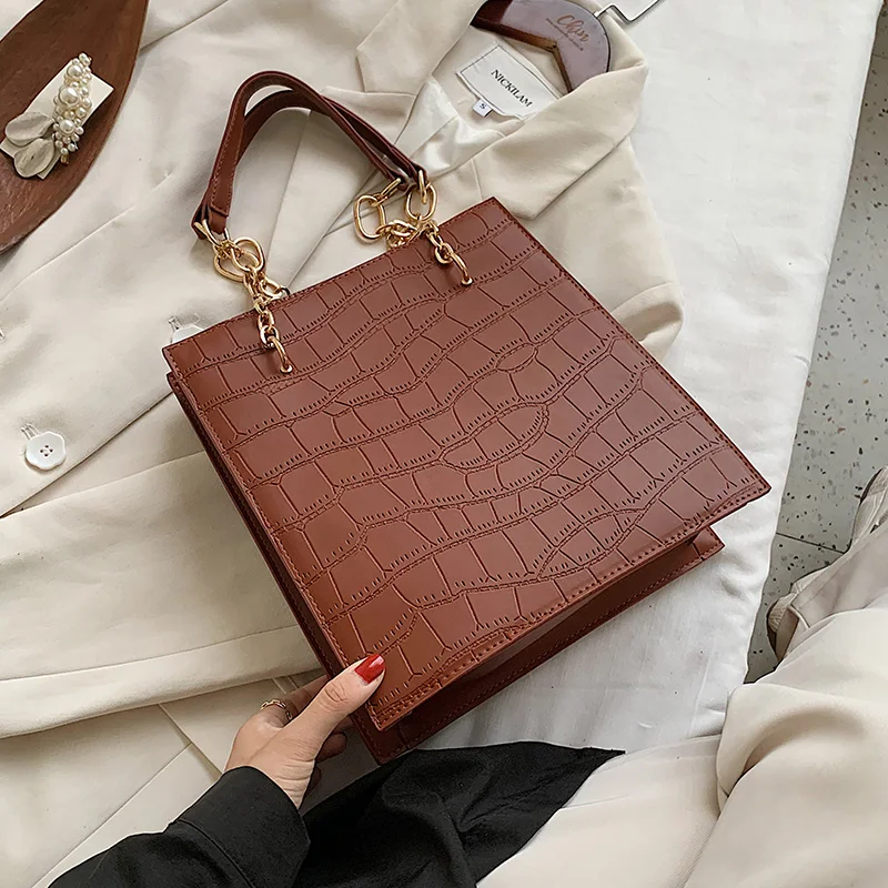 

Small PU Leather Shoulder Bags For Women 2020 Handbags Female Trend Stone Pattern Designer Lady Chain Women's Hand Bag