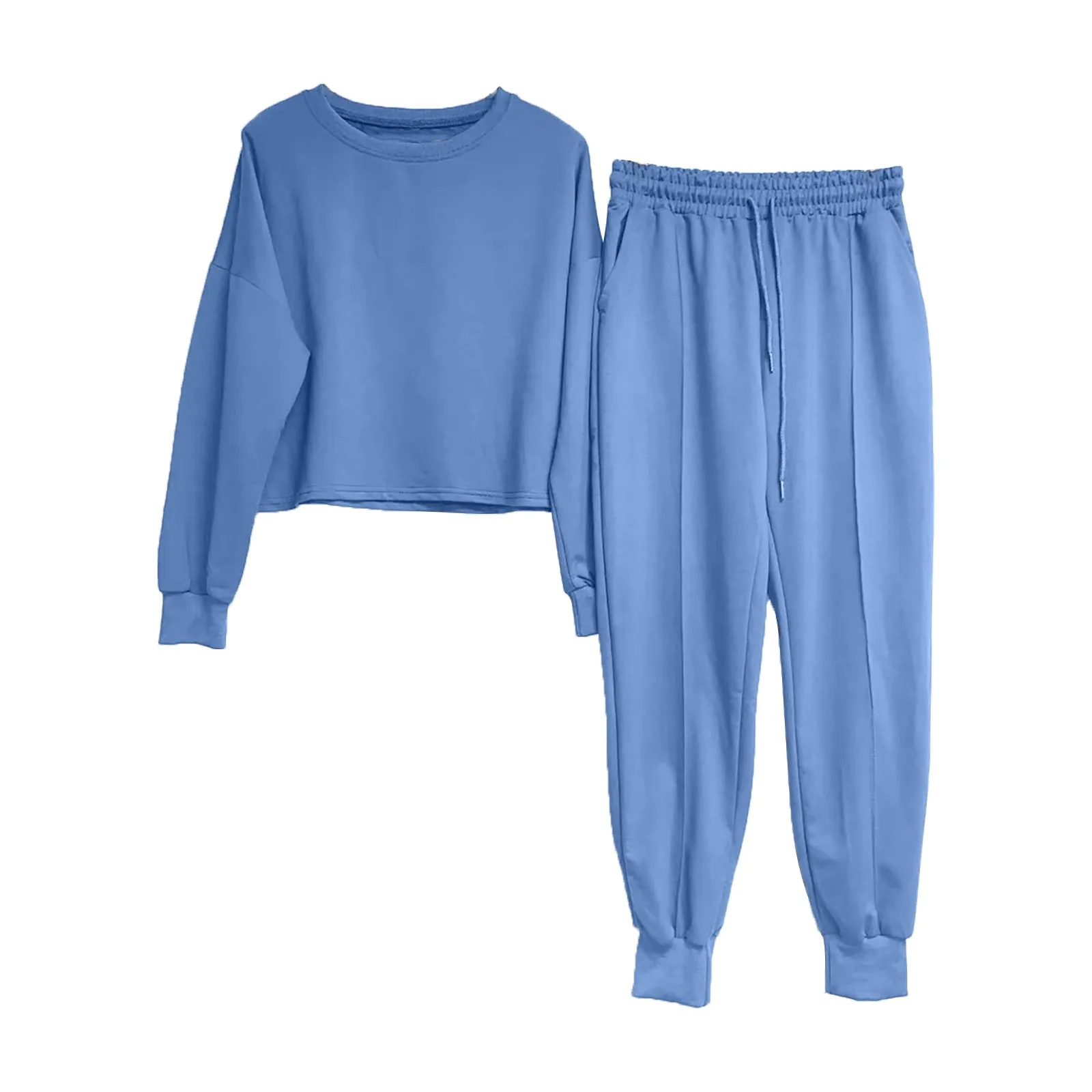 Women's Elegant Solid Sets Ladies Warm Hoodie Sweatshirts Long-sleeved Long Pants Drawstring Sports Casual Set With Pockets 2