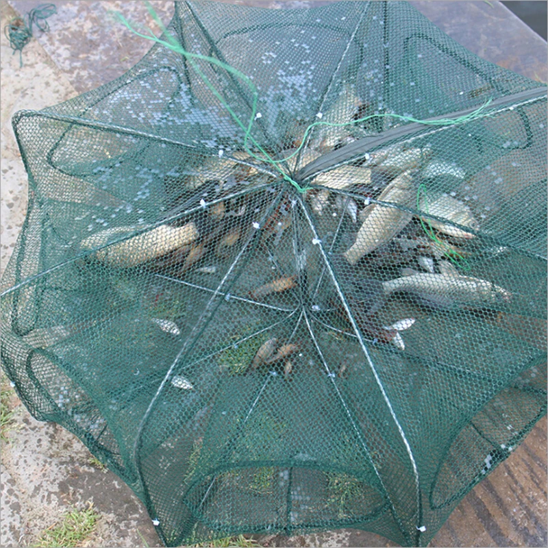Portable 6 Holes Folded Hexagon Fishing Net Network Casting Crayfish