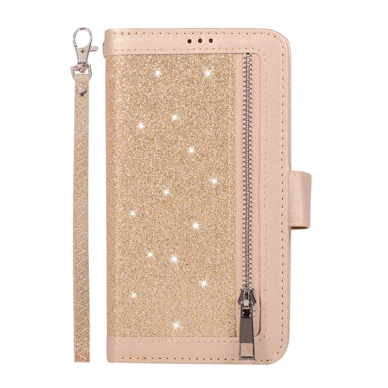 Gold Кошелек с блестками чехол для huawei P20 P30 mate 10 20 Pro Lite Роскошный кожаный флип-чехол для телефона модный держатель для Карт Подставка - Color: Gold
