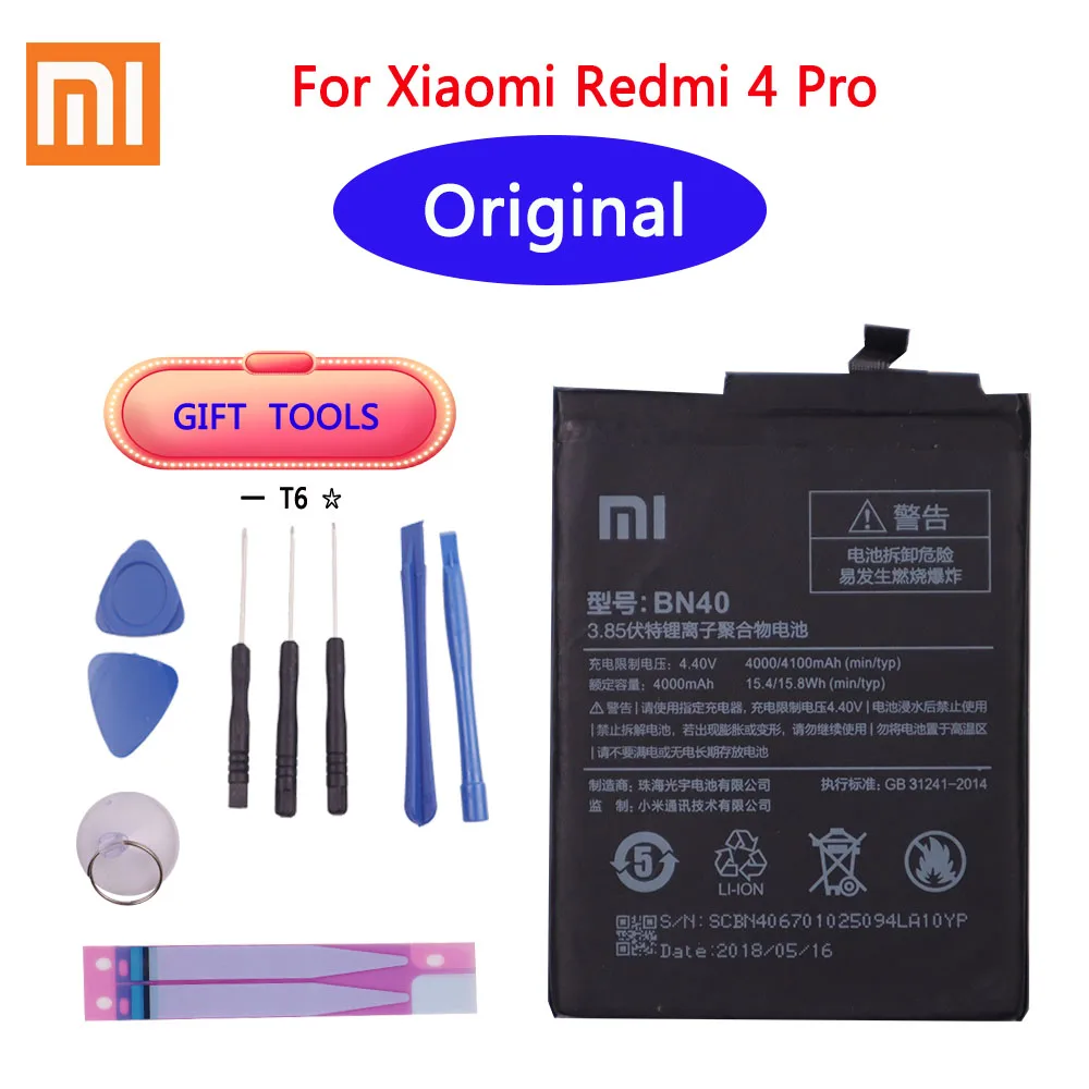 

Xiaomi Original Battery BN40 4100mAh for Xiaomi Redmi 4 Pro Prime 3G RAM 32G ROM Edition High Quality Battery