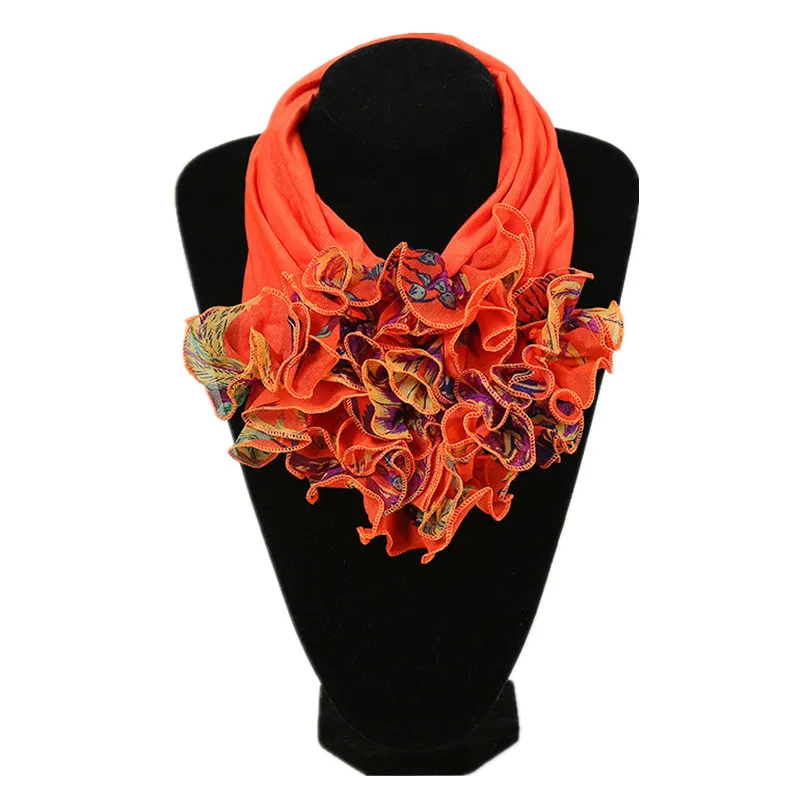 New Trend Women Scarf Floral Collar Scarf Luxury Big Flower Neckerchief Ring Neck Scarves Fashion Bandana Head Hijab For Ladies - Цвет: AY5