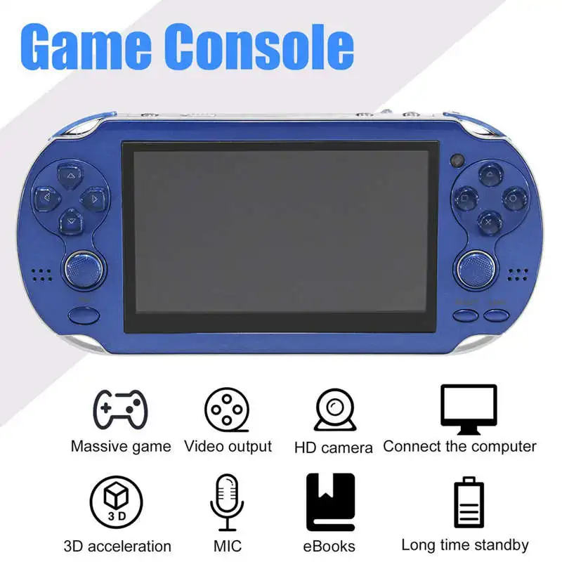 4.3 Inch Handheld Game Console Player Built-In 300 Games For Kids Adults Support For Game/Camera/Video/E-Book Us Plug