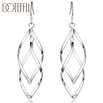 

DOTEFFIL 925 Sterling Silver Rhombus Drop Earrings For Women Best Gift Wedding Engagement Jewelry