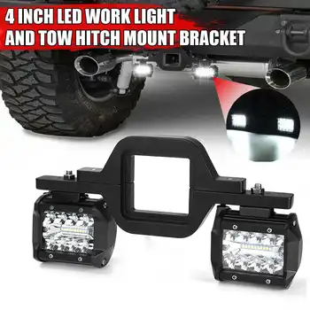 

Pair 4'' LED Work Light Spot Flood Offroad Reverse Lights Bar with Trailer Tow Hitch Mount Bracket for Pickup Truck Van Camper