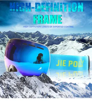 

Non-Bordered Design Ski Goggles Double Layer Anti-fog Ski Goggles Large Spherical Cocker Myopia Windproof Snow Eye-protection Go