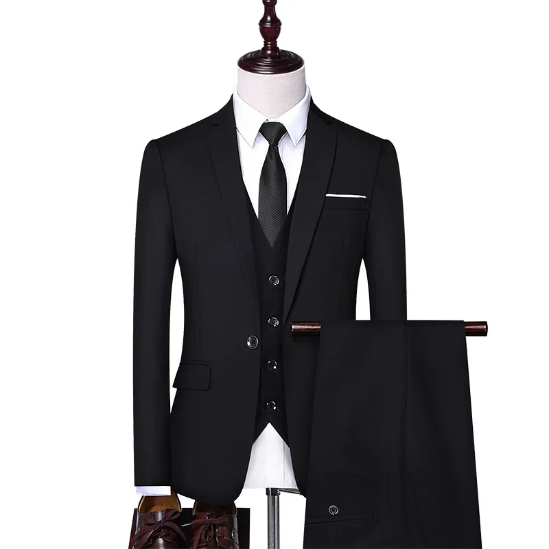 

3 piece suits men Suit suit men's three-piece business suit Korean slim fit suit groom groomsman group men's wedding dress