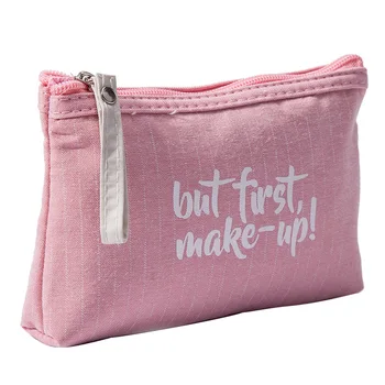 

Canvas Portable English Alphabet Women's Zipper Coin Purse Makeup Bag Travel Toiletries Storage Bag Pocket Change Wallets Purse