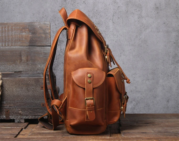 Mochila Vintage de piel auténtica para hombre, morral de piel de grano  completo, de gran capacidad, para portátil, para documentos, 5 días -  AliExpress