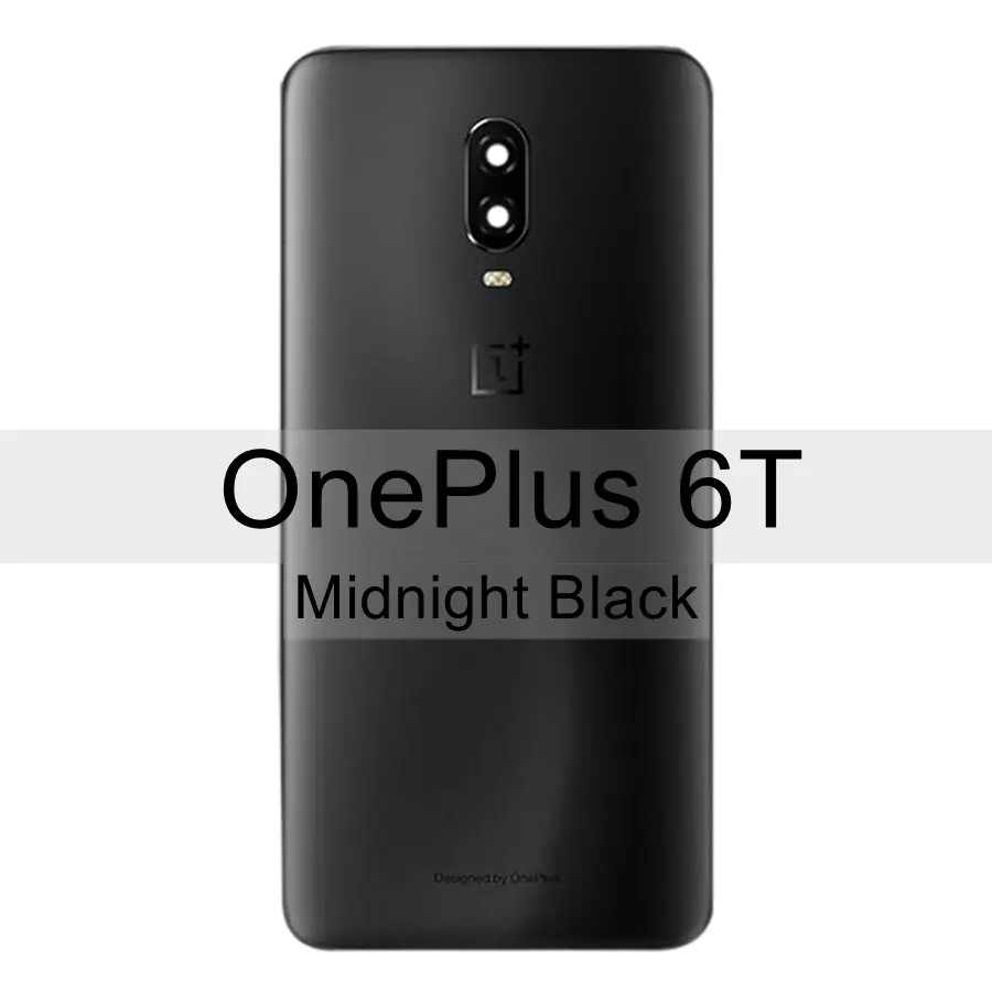 Заднее стекло Oneplus 6 6T 7 Pro крышка батареи Oneplus 6 задняя дверь Корпус чехол Oneplus 6T 7 Pro крышка батареи с объективом камеры - Цвет: 6T Midnight Black