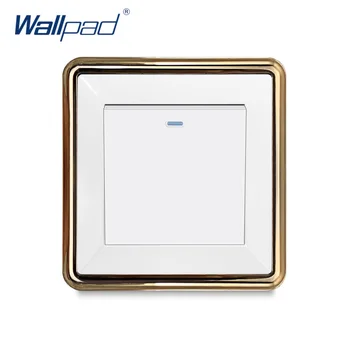

Wallpad 1 Gang Reset Momentary Contact Wall Light Switch Rocker Button White Panel Gold Edge