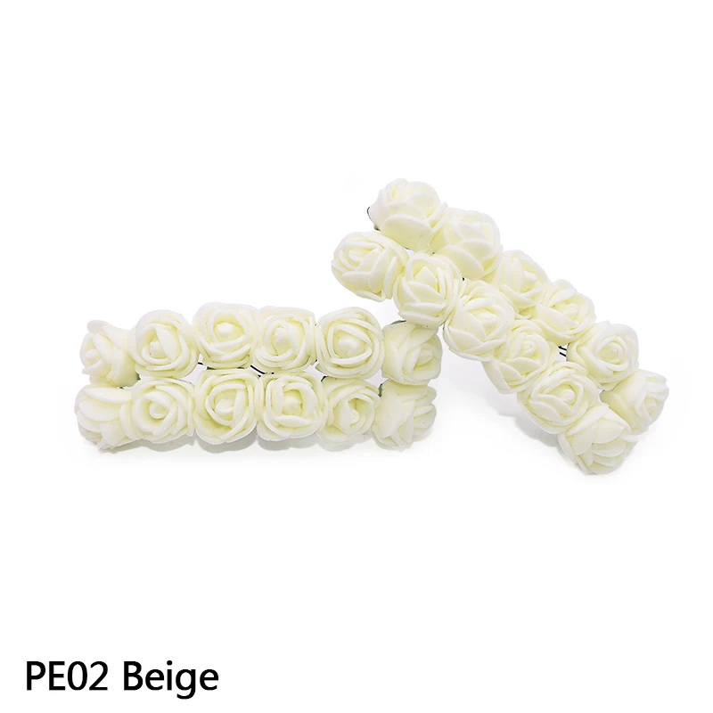 72 шт/144 шт многоцветные мини поролоновые розы искусственные фоамиран цветок свадебные цветочные украшения для самодельного изготовления венок подарочные принадлежности - Цвет: PE02