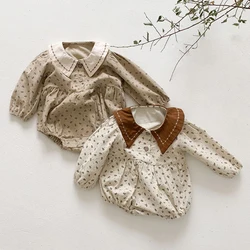 LZH – vêtements pour bébé fille en velours côtelé, combinaison florale, Triangle, barboteuse à manches longues, pour enfant de 0 à 3 ans, nouvelle collection printemps 2022 